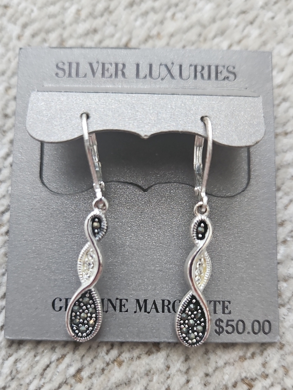 Silver Luxuries Genuine Marcasite Drop Earrings